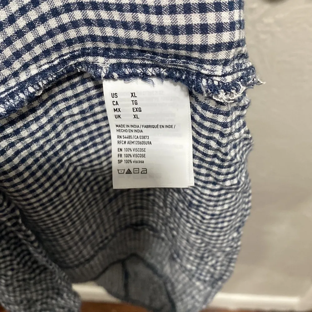 American Eagle Blue Gingham Off The Shoulder Dress Size XL NWT - Image 4