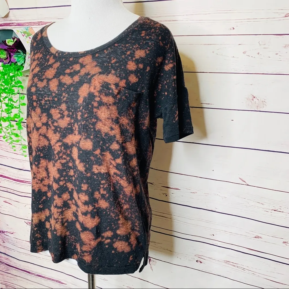 Black Bleach Splatter Tie Dye Short Sleeve T-Shirt Size Small - Image 4