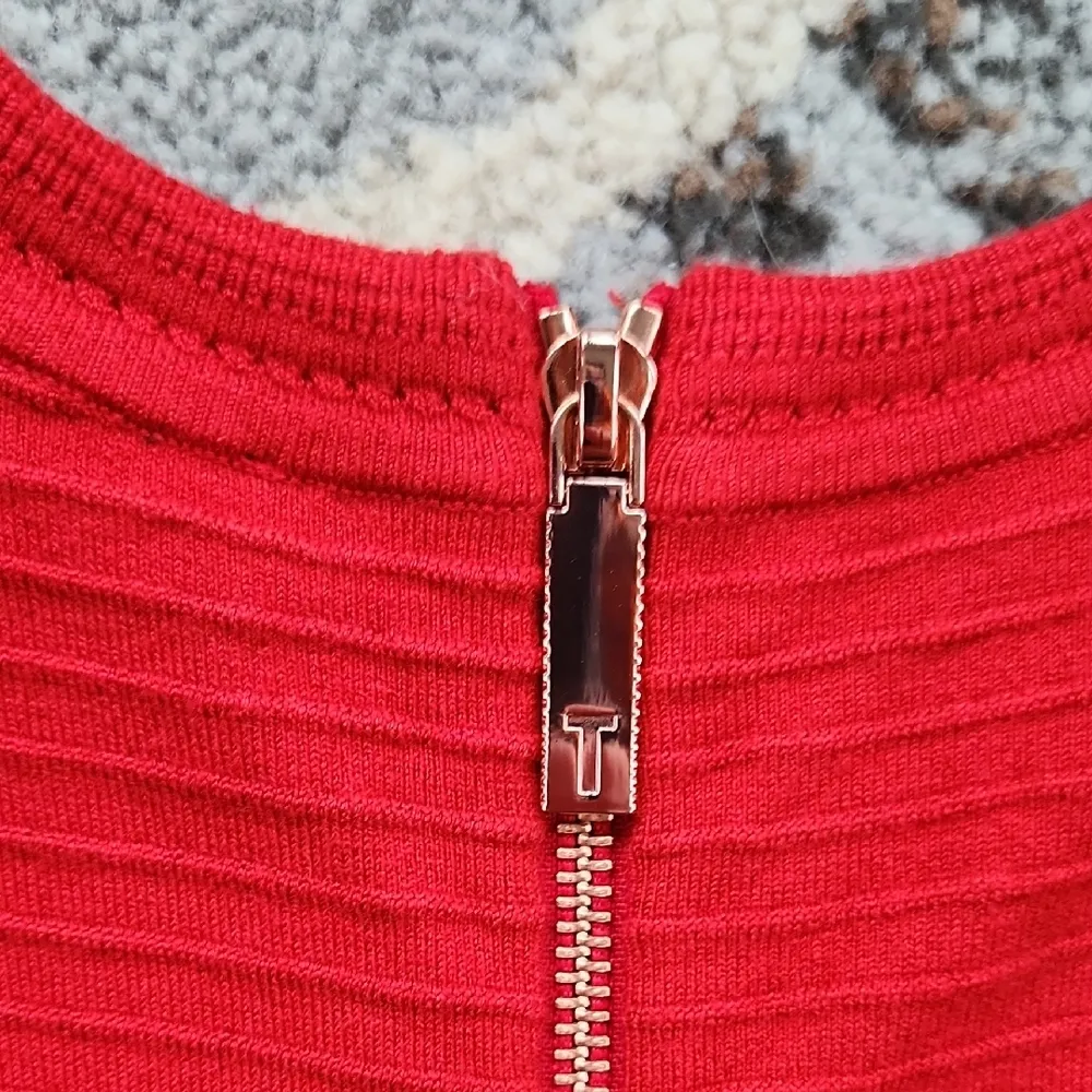 Ted Baker Zaralie Jacquard Panel Skater Dress Red 2 - Image 11