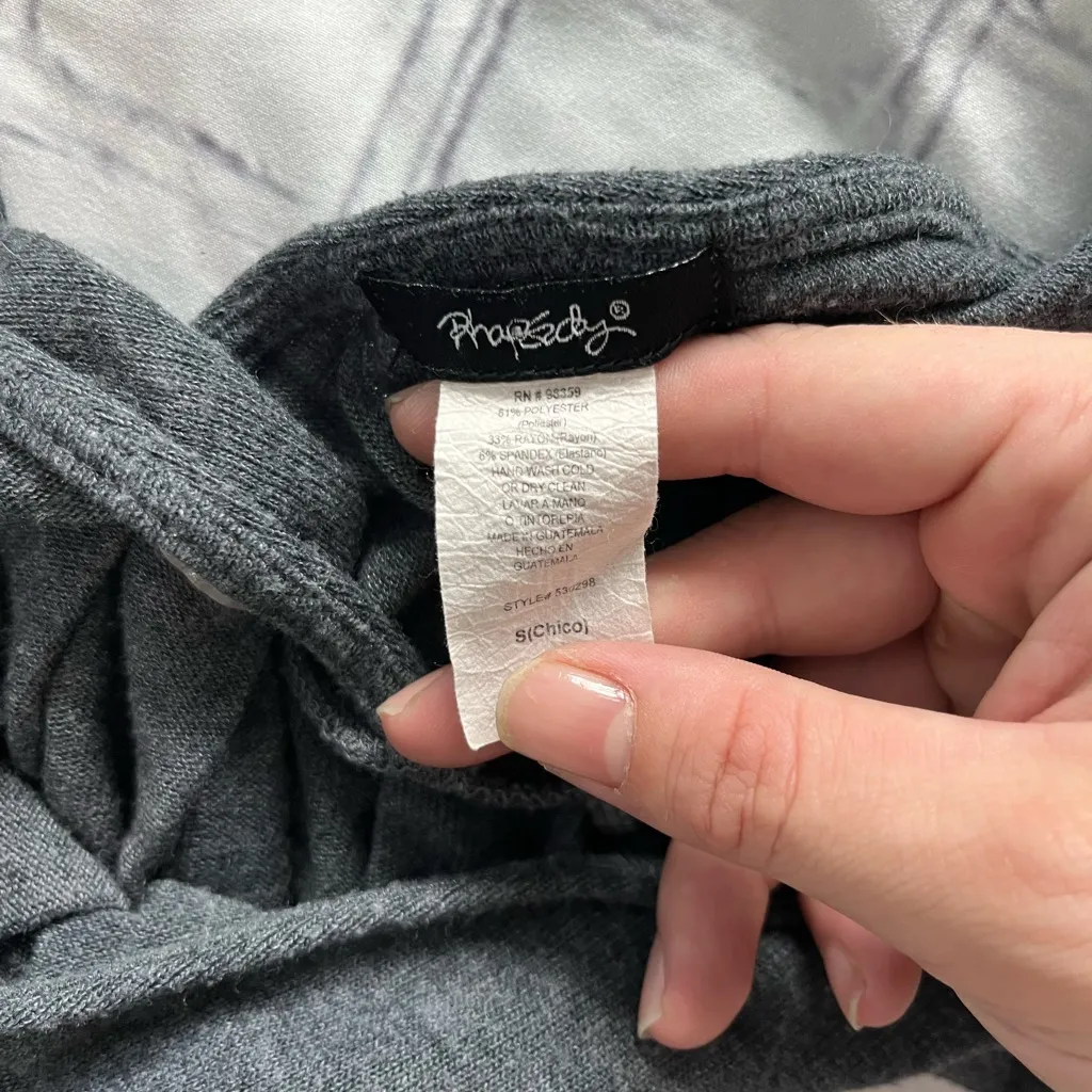 Rhapsody Charcoal Heather Deep V-Neck Pleated Knit Sleeveless Mini Dress Women S - Image 13