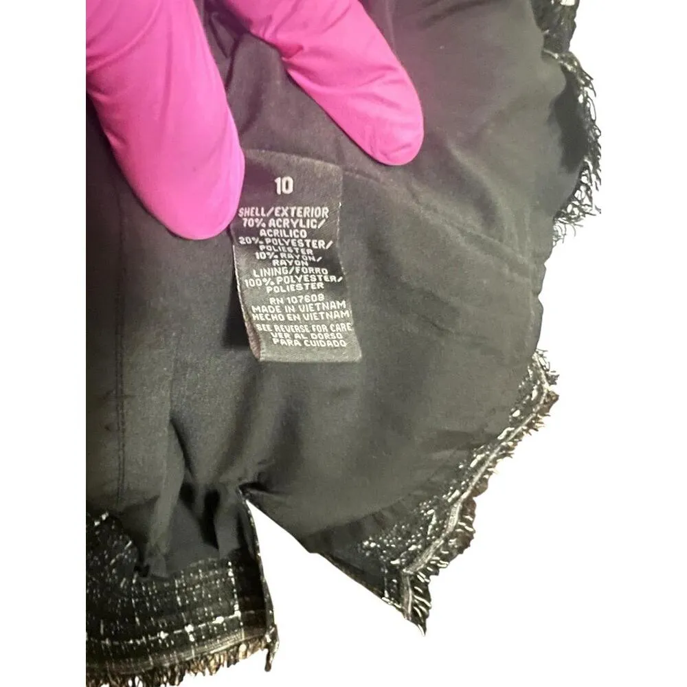 Leslie Fay Dress Womens 10 Tweed Black White Pearl Short Sleeve Business Chic - Image 10