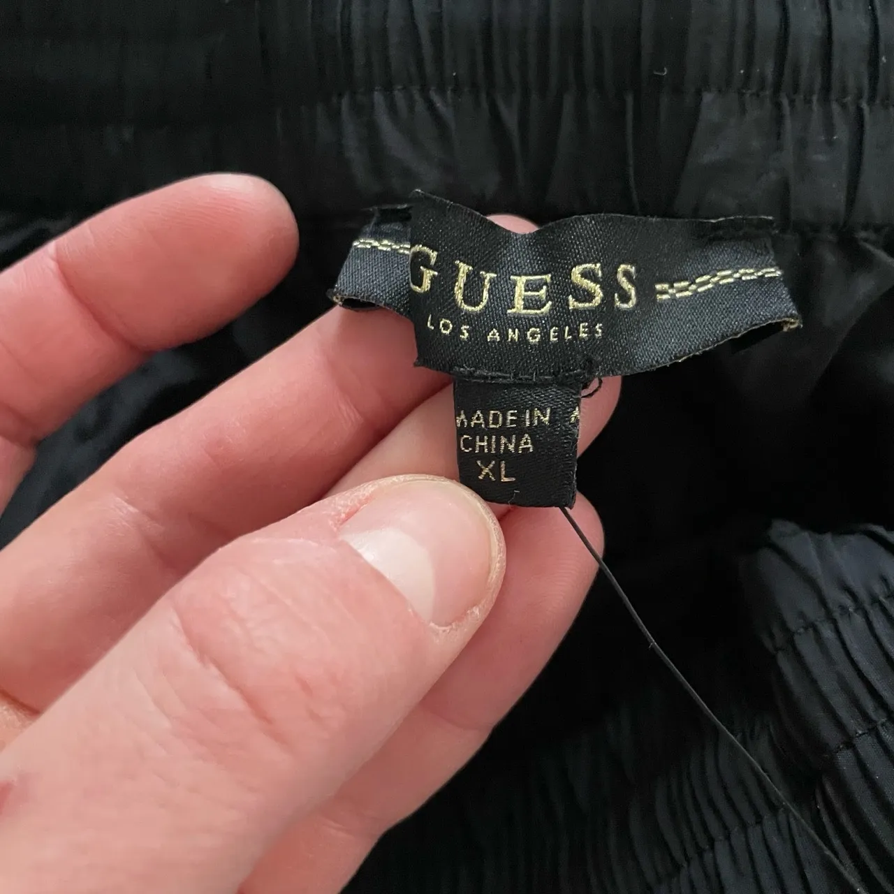 New Guess Sasha‎ Track Pant Jet Black Gold Multi Snap Side Leg XL - Image 9