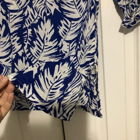 Ocean‎ Pacific Hawaiian leaf pattern blouse with crochet detailing size L 12-14 - Image 5