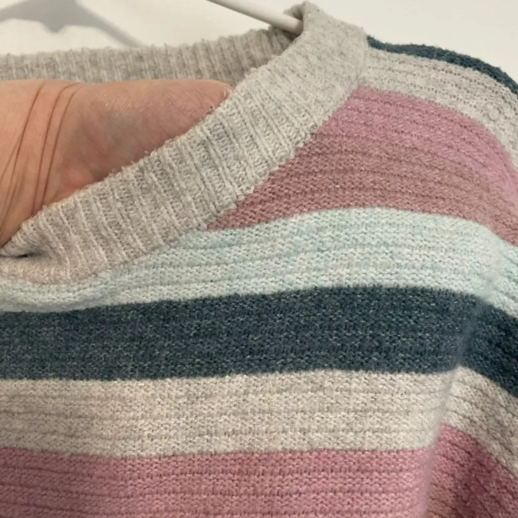 PINQUE STITCH FIX STITCHFIX Gray Mauve Pink Blue Striped Cropped Crop Sweater M Size M - Image 6