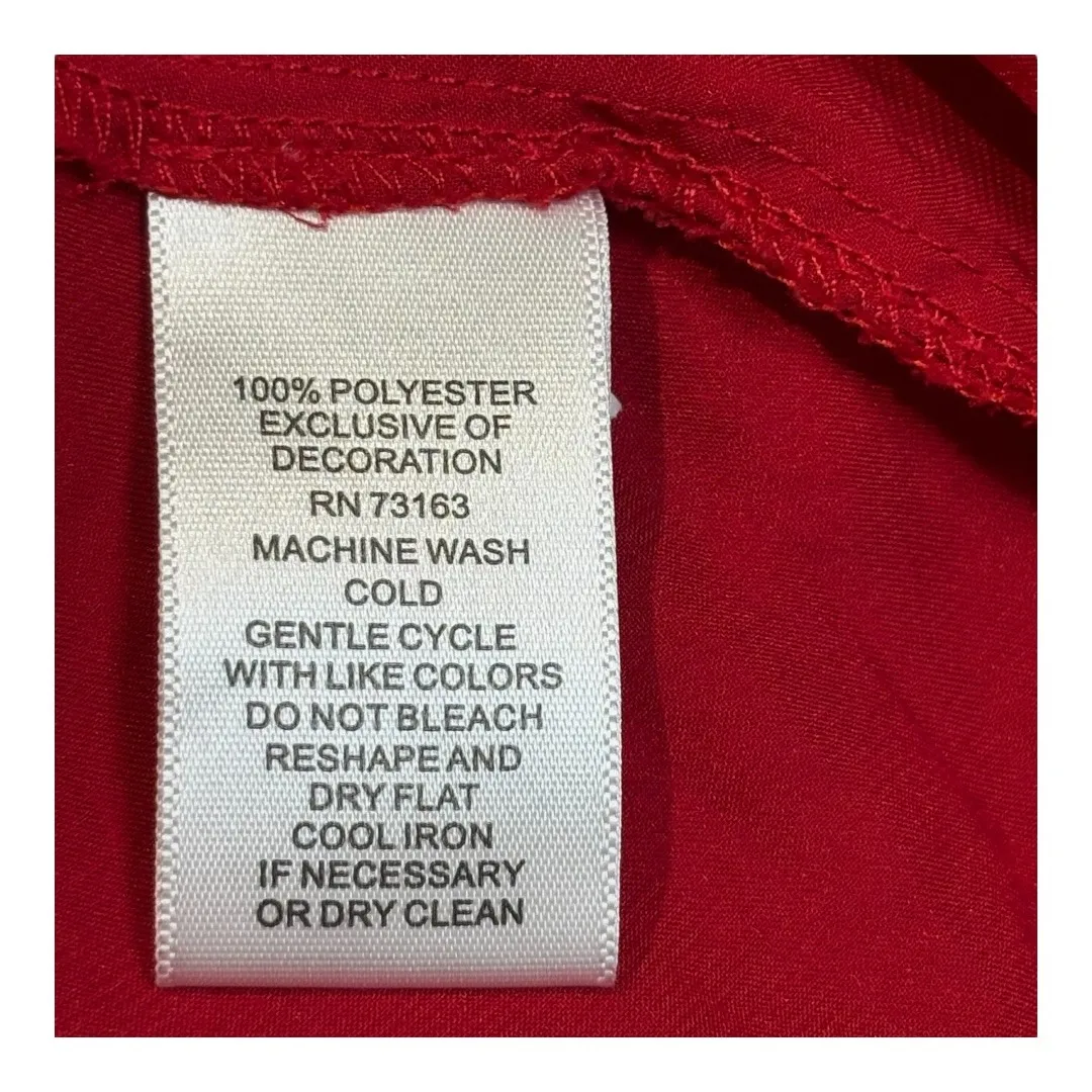 Melissa Paige Red Crochet Neck Bell Sleeve Blouse Top Elegant Women‎ Size Medium - Image 9