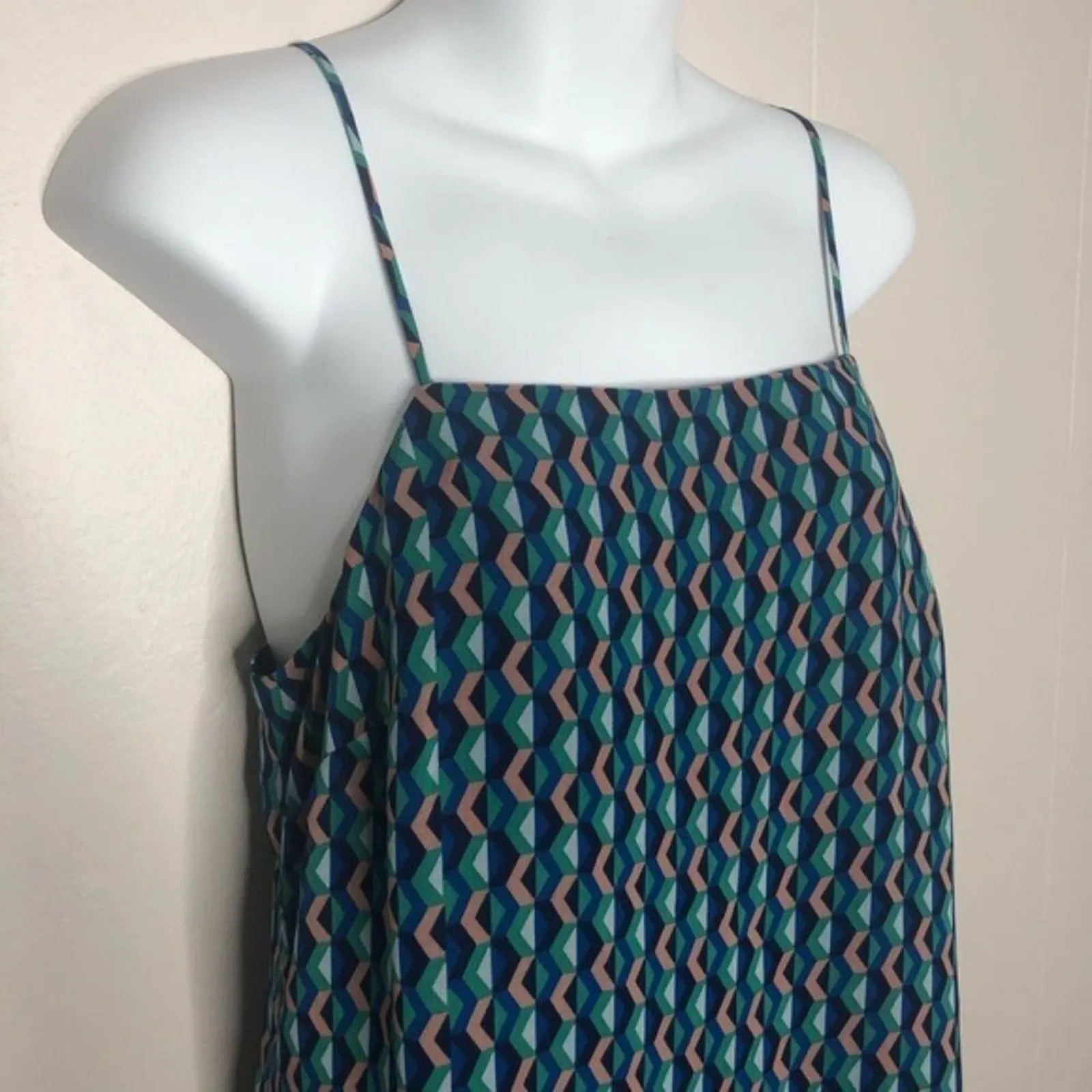 MAEVE ANTHROPOLOGIE Silk Slip Dress Womens Size Small Geometric Print Mini Boho - Image 2