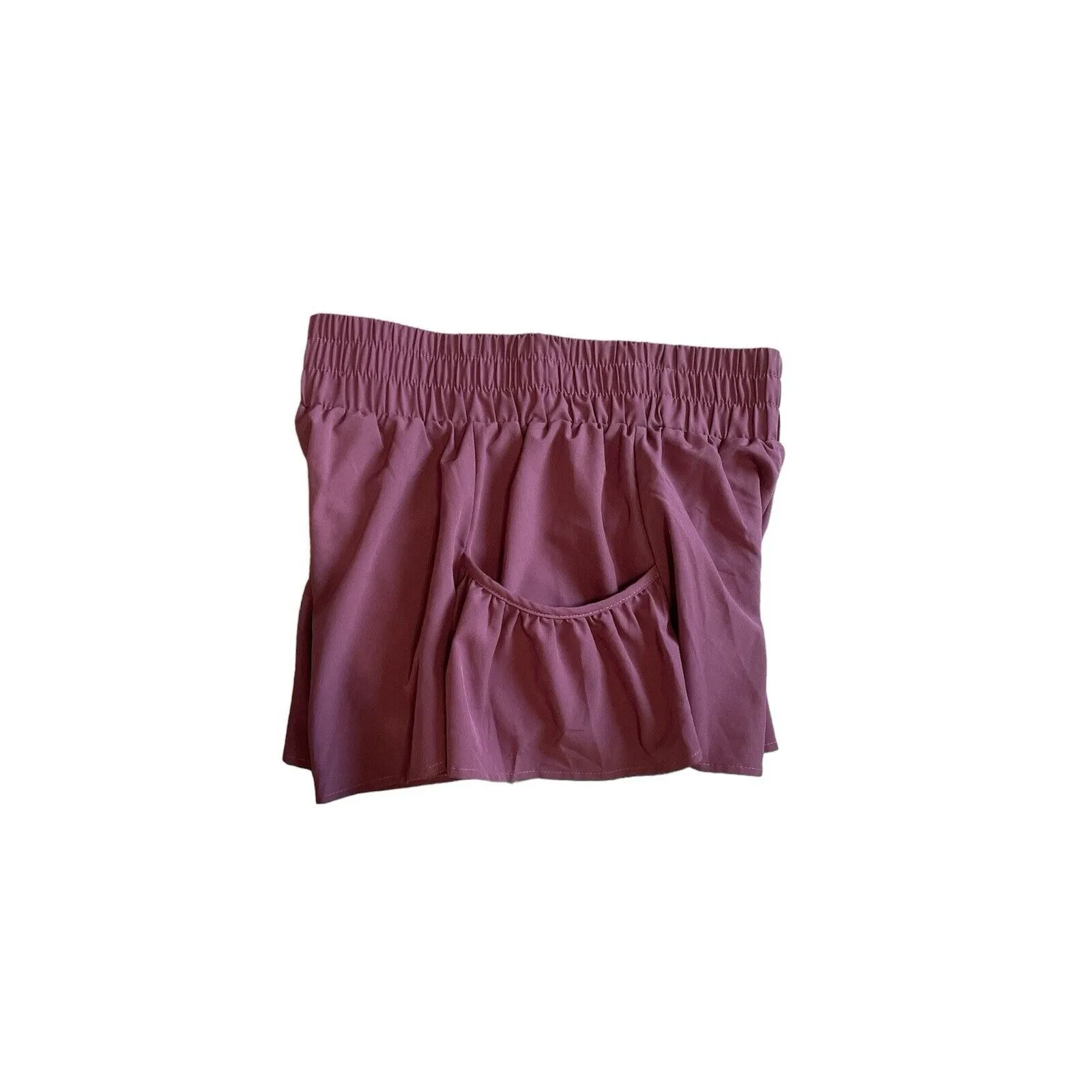NWT BMJL Flowy Running Shorts Ruffle Hem Elastic Waist Pockets Mauve Size L Purple Size L - Image 2