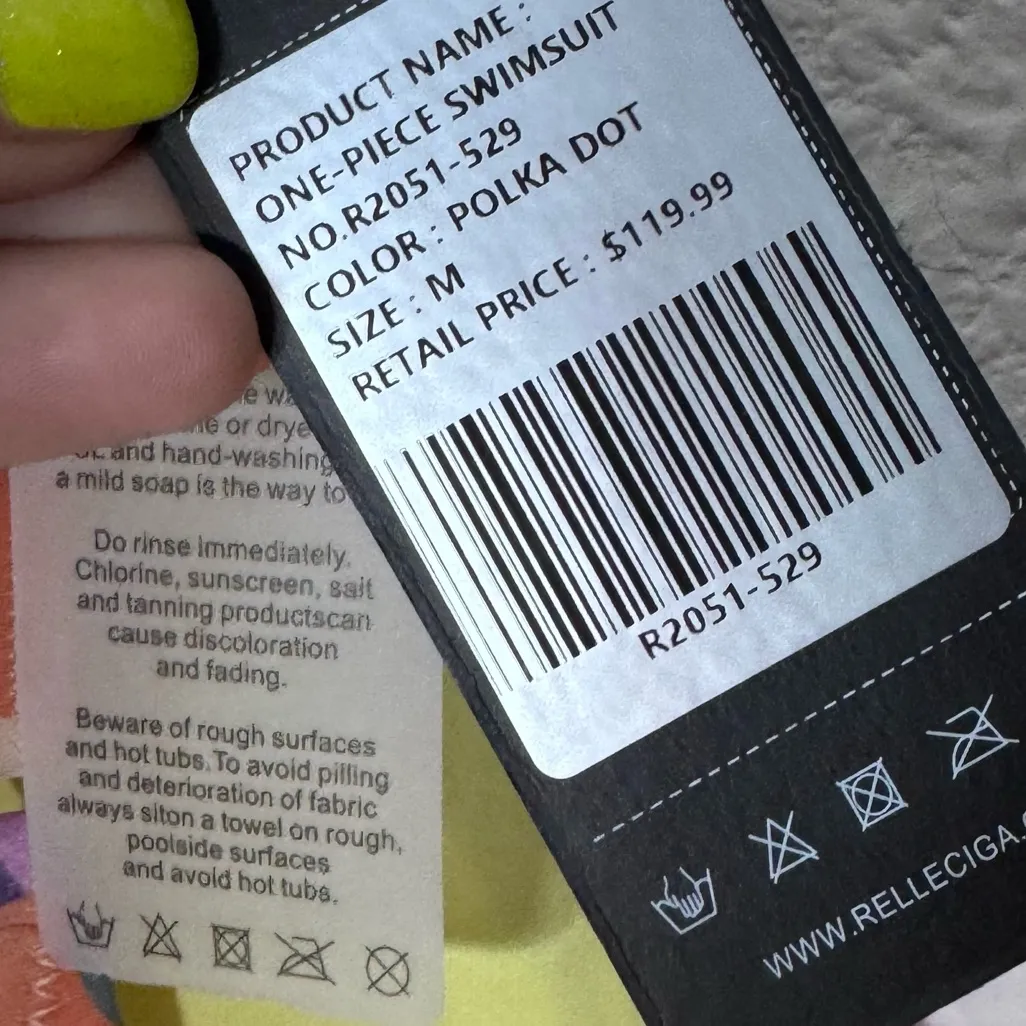 NWT‎ RELLECIGA Polka Dot High-Leg V-Neck One Piece Swimsuit - Med - Image 8