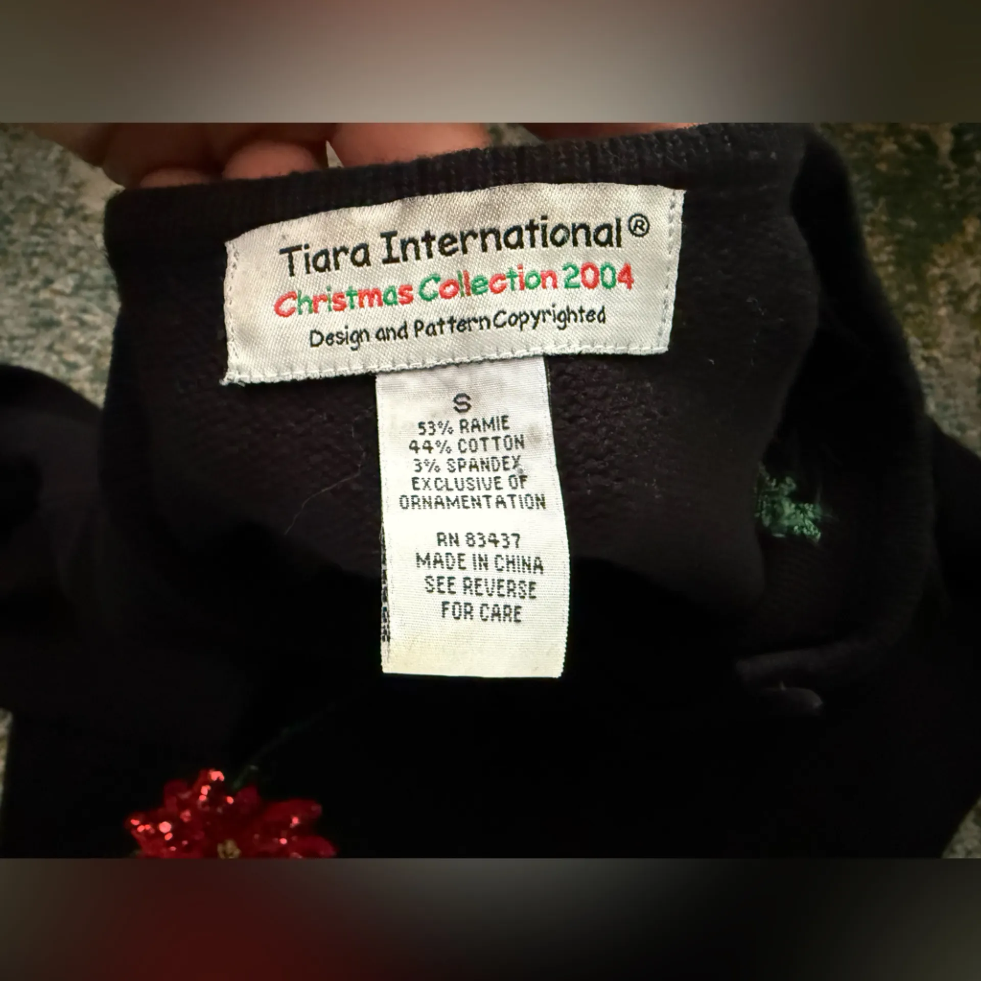 Vintage Tiara International sequin embroidered poinsettia cardigan, size small Red - Image 11