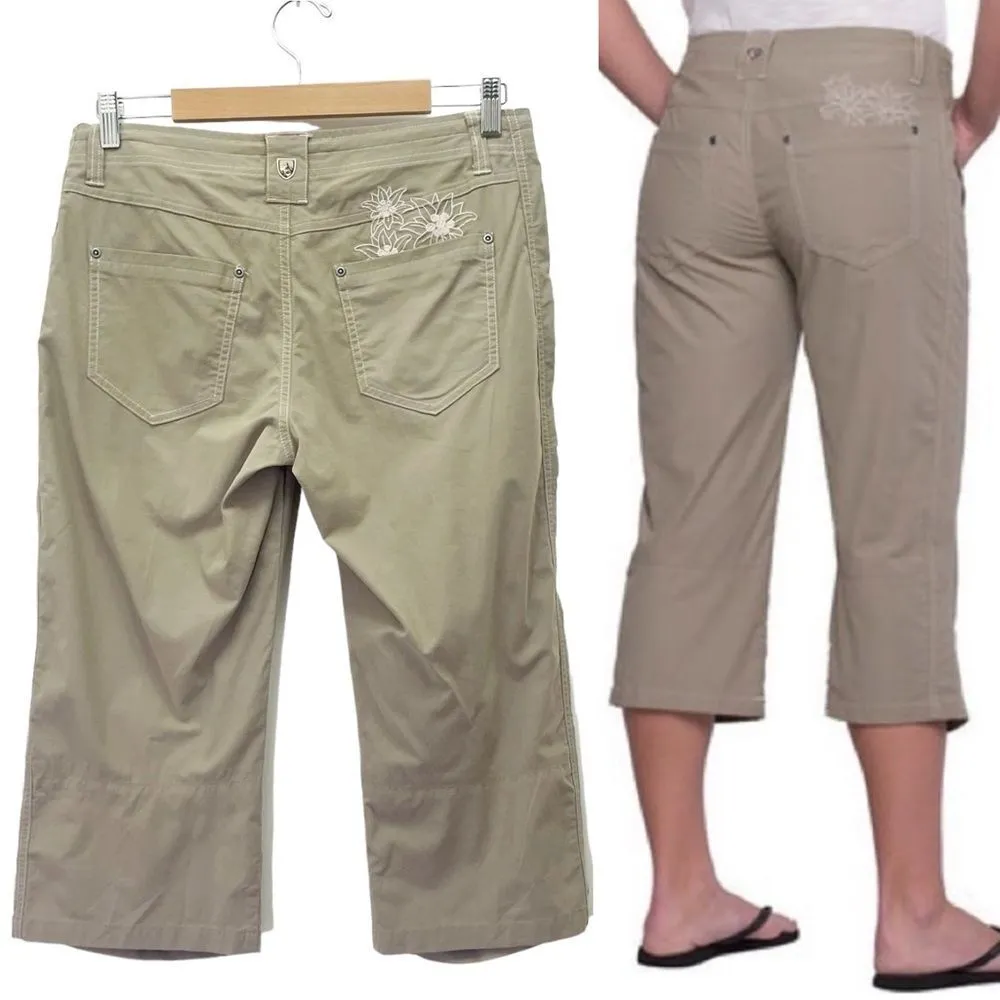 Kuhl Kendra Kapri Capri Pants Size 8 Beige Tan Cropped Hiking Pant Embroidered - Image 13