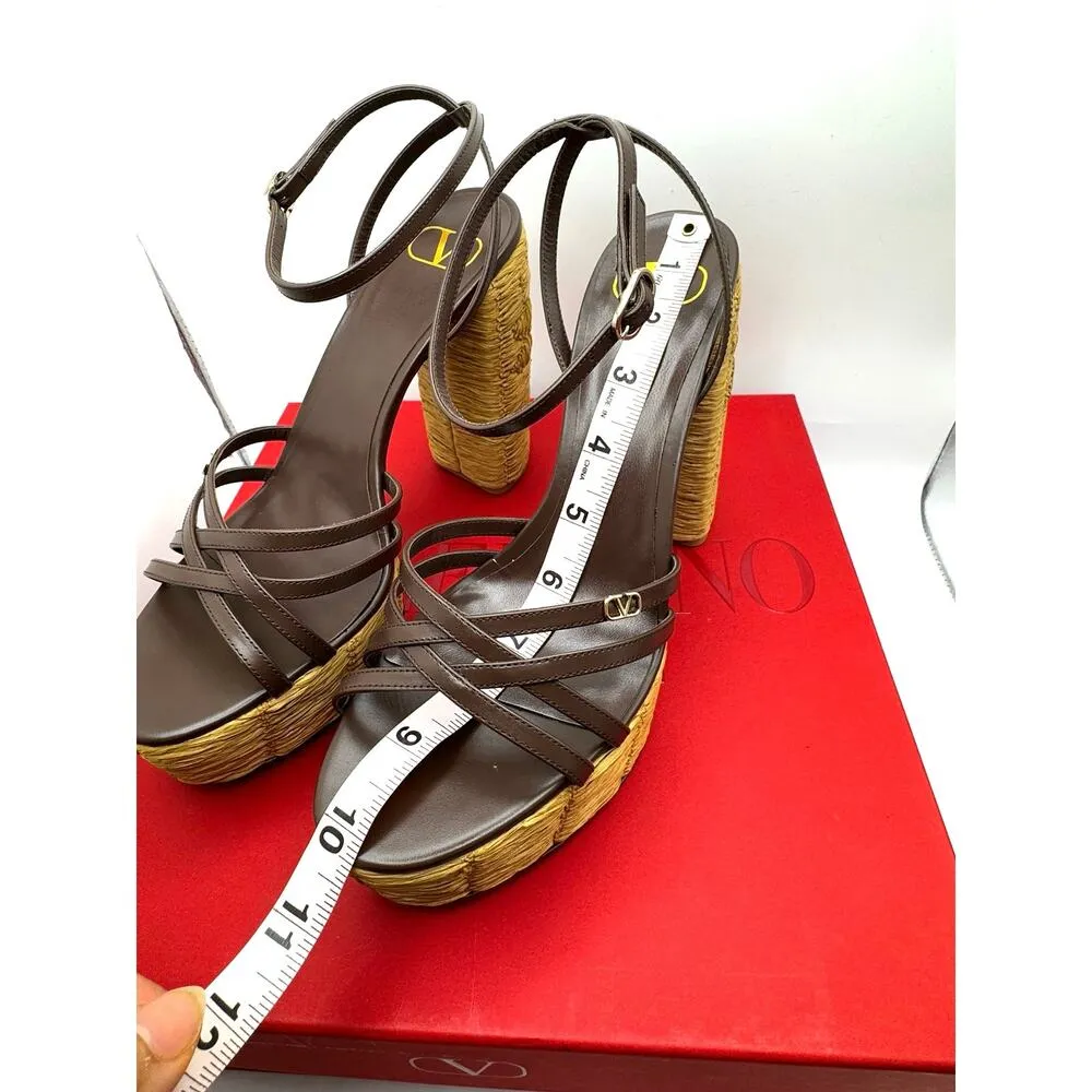 VALENTINO GARAVANI cacao & Tobacco Raflower espadrille Sandal 40 - Image 11