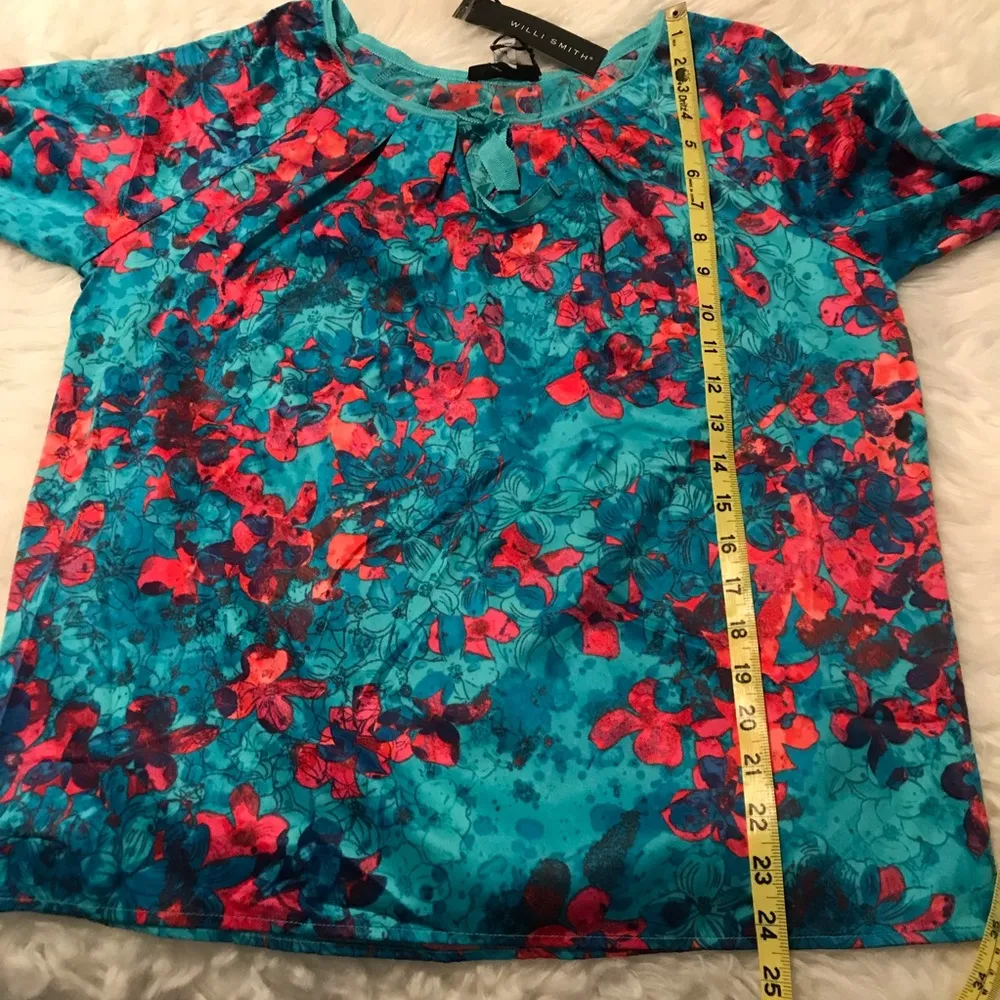 ❤️5 for $25 Willi Smith floral blouse blue medium - Image 8