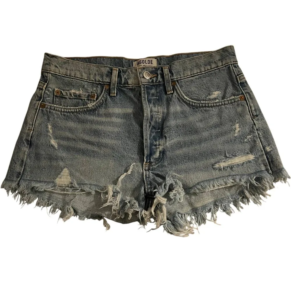 AGOLDE Parker Vintage Cut Off Denim Short 27 Women’s Swapmeet Blue - Image 2