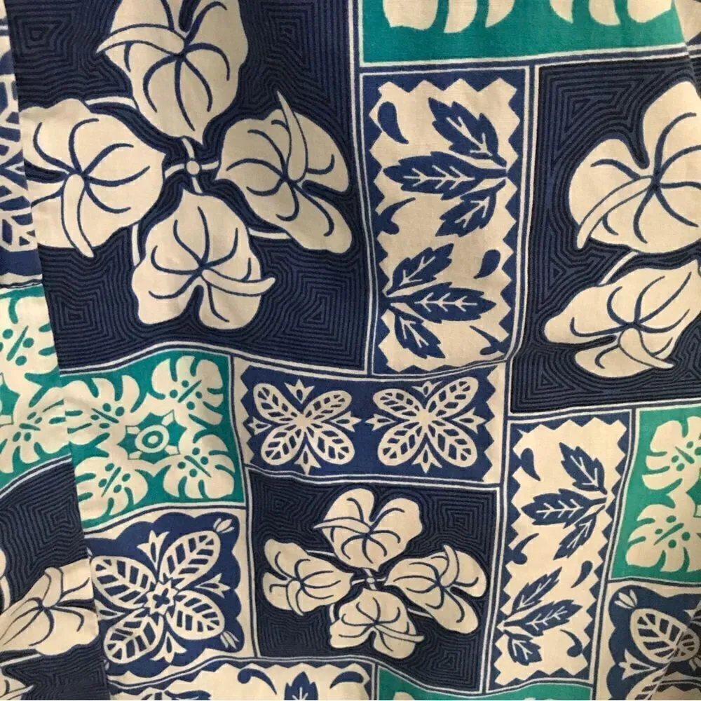 Vintage authentic Hawaiian Granny floral midi muumuu dress 12 * Blue - Image 4