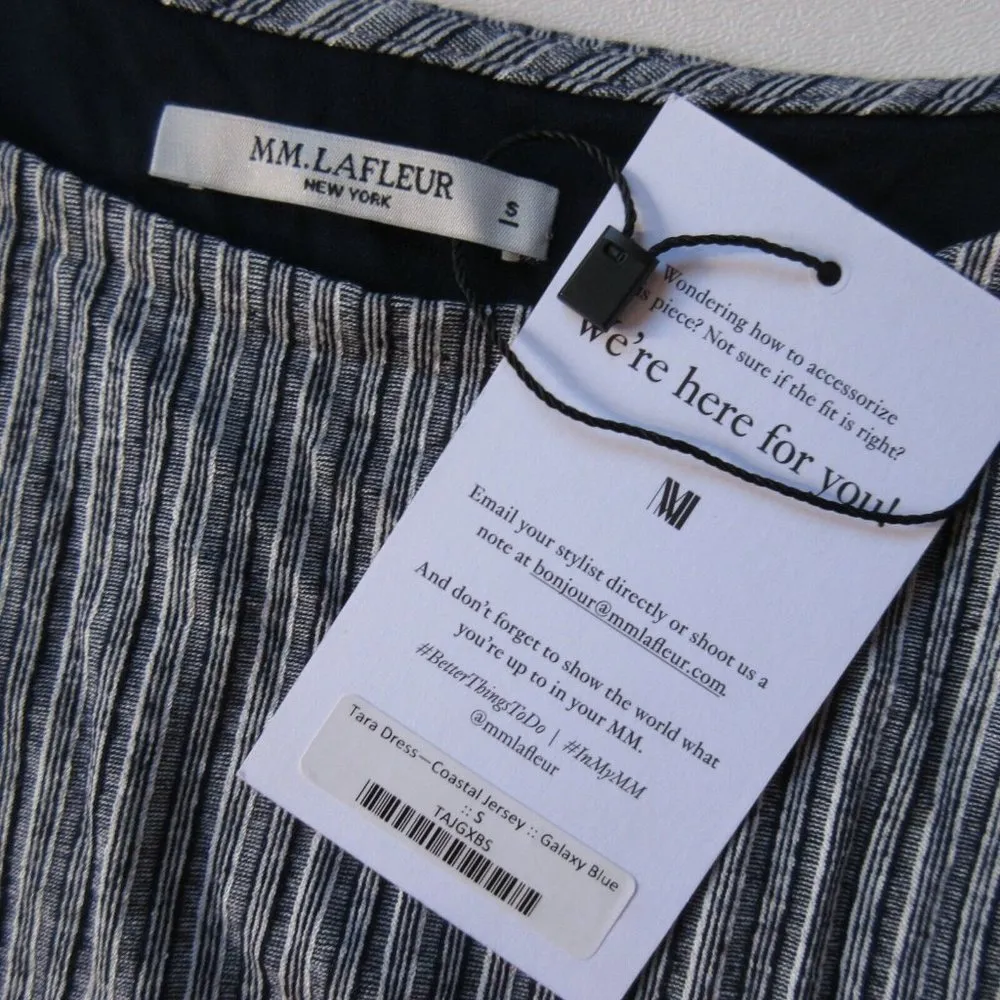 NWT MM. Lafleur Tara in Galaxy Blue Stripe Coastal Jersey Shift Dress S $195 - Image 3