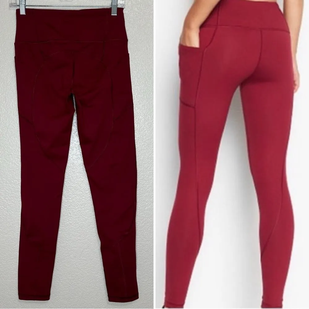 Victoria's Secret Knockout Burgundy Athletic Leggings, Sz Small - Image 8