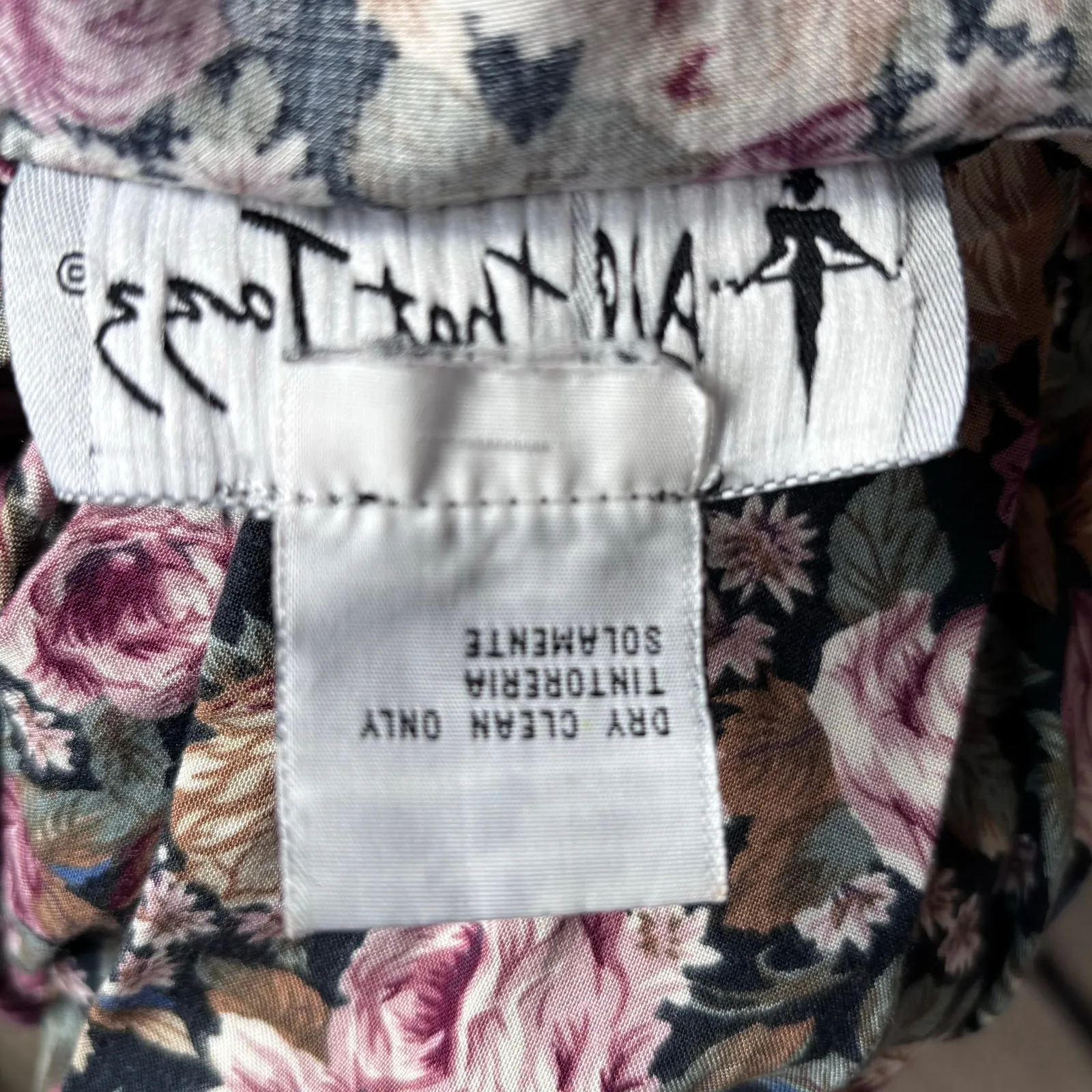 Vintage All That Jazz Dark Floral Rayon Maxi Dress Lace Up Back Romantic Cottage Black - Image 9