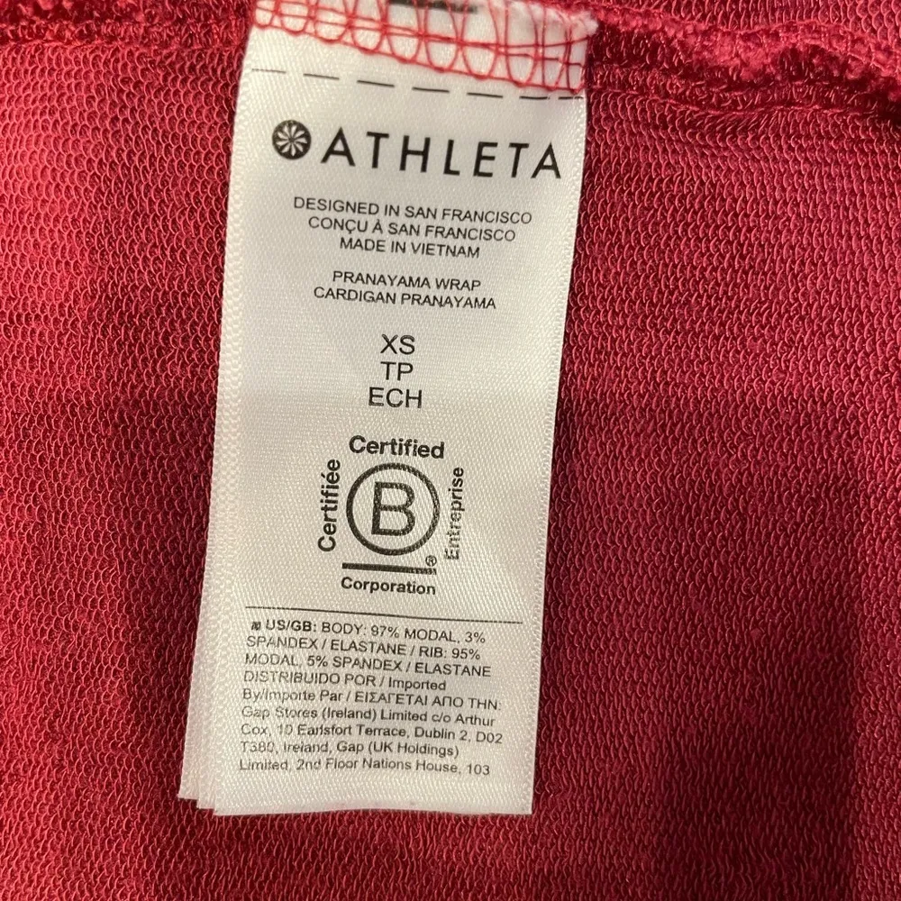 Athleta Pranayama Wrap Modal Cardigan Open Front Sweater Berry Magenta Pink - Image 5