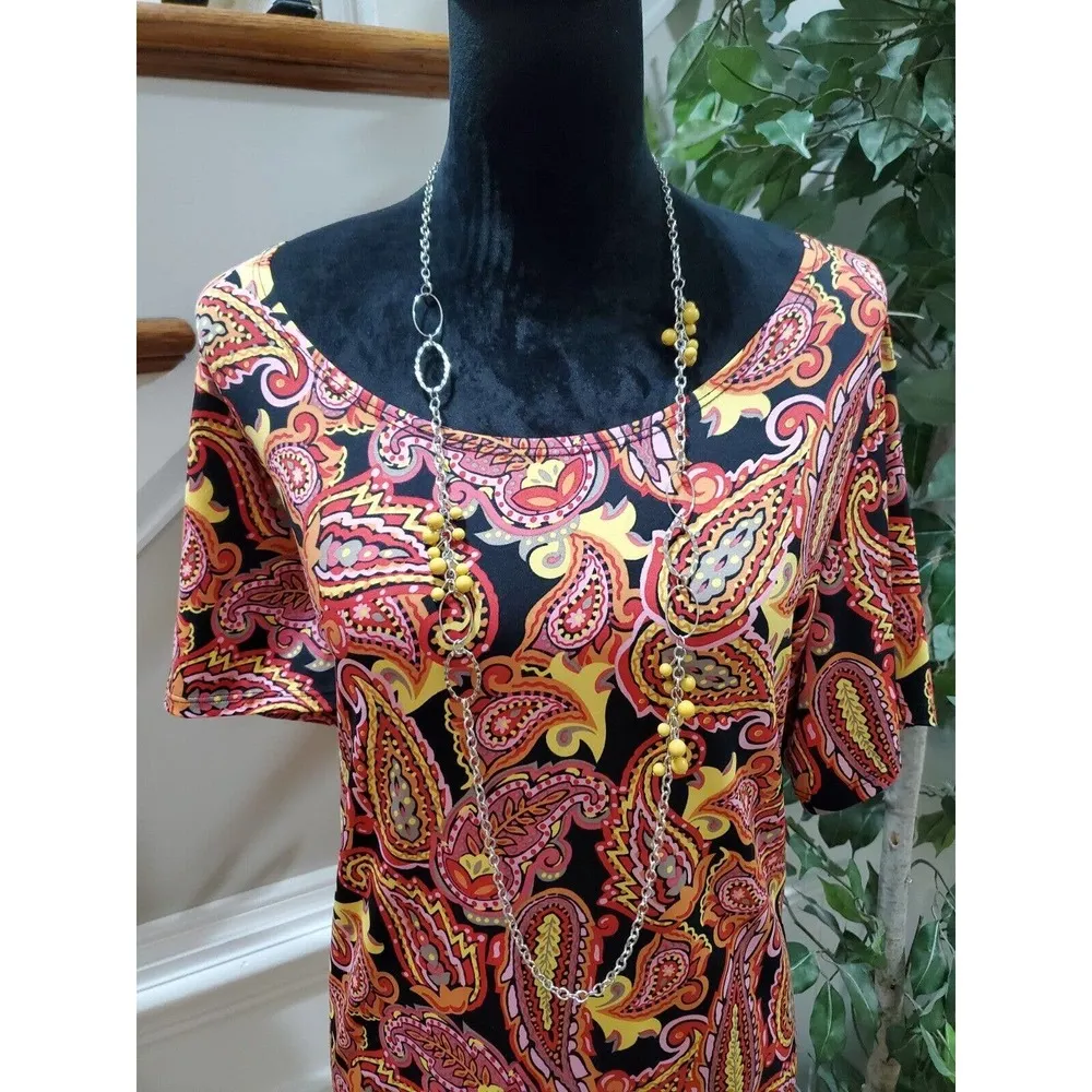 Elementz Women's Multicolor Polyester Short Sleeve Scoop Neck Top Blouse Size 2X - Image 2