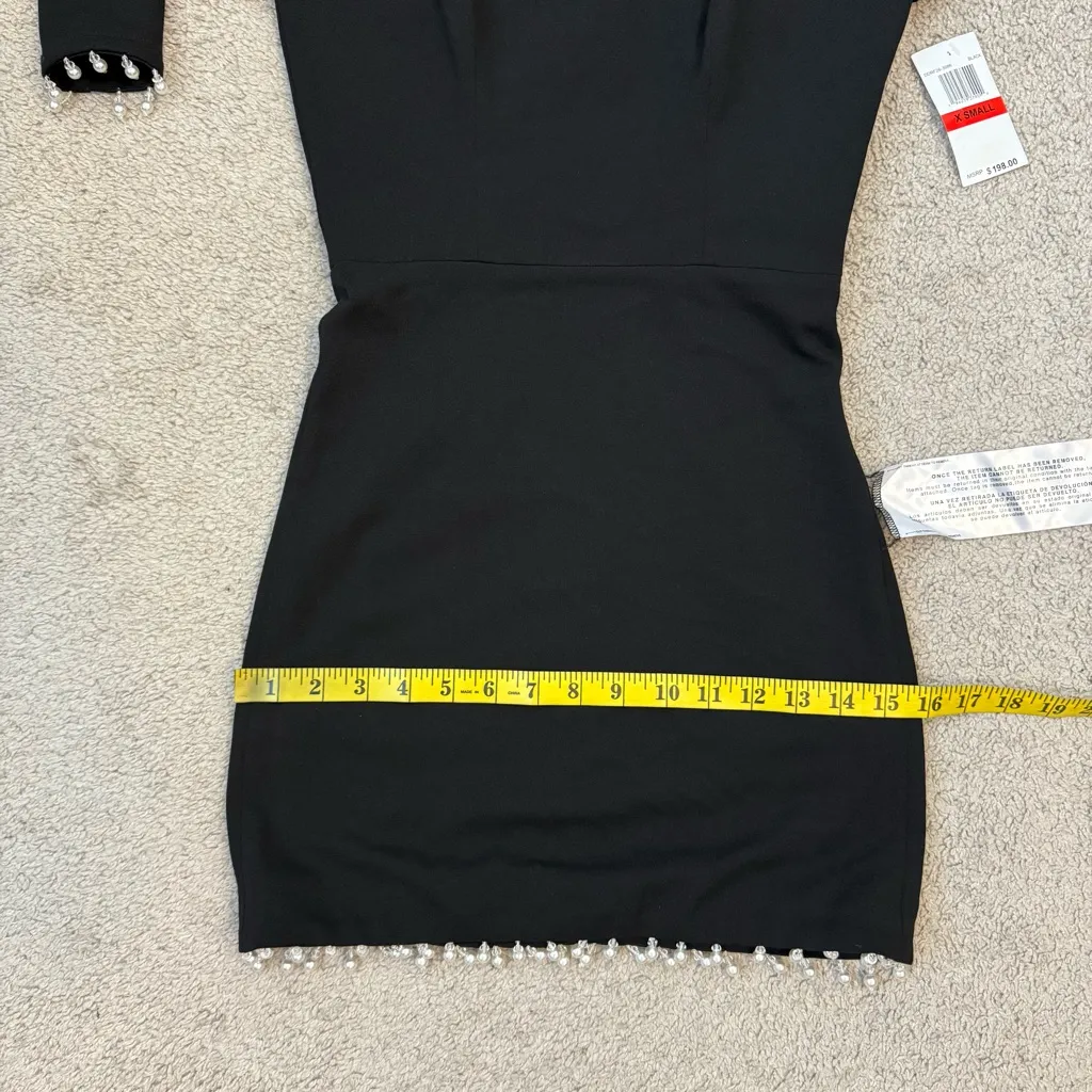 Dress The Population Ronin Pearl Trim Mini Dress Black XS - Image 12