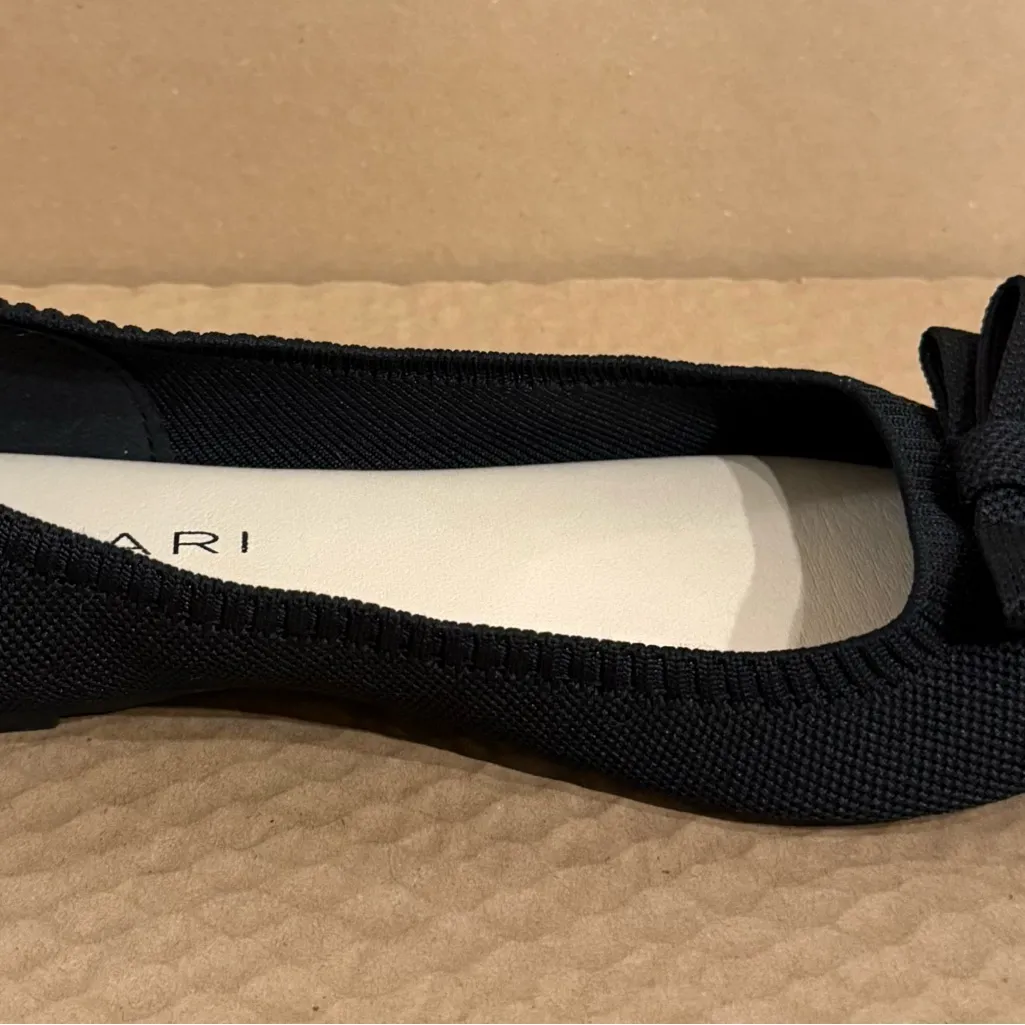 TAHARI Athens Black Bow Slip On Knit Ballerina Pointy Toe Classic Flats Size 9 - Image 9
