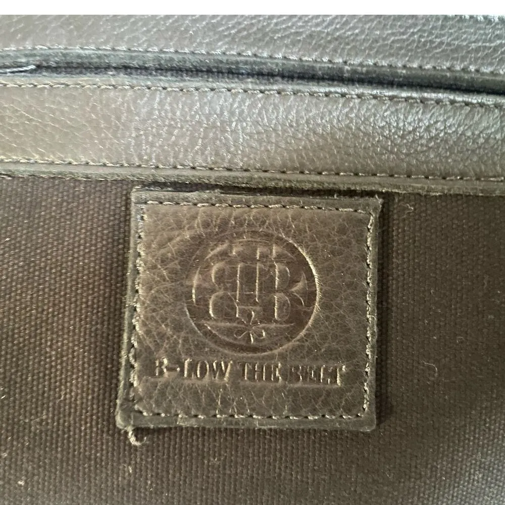 B-LOW THE BELT Black Fringed Foldover Leather Clutch Purse - Image 6