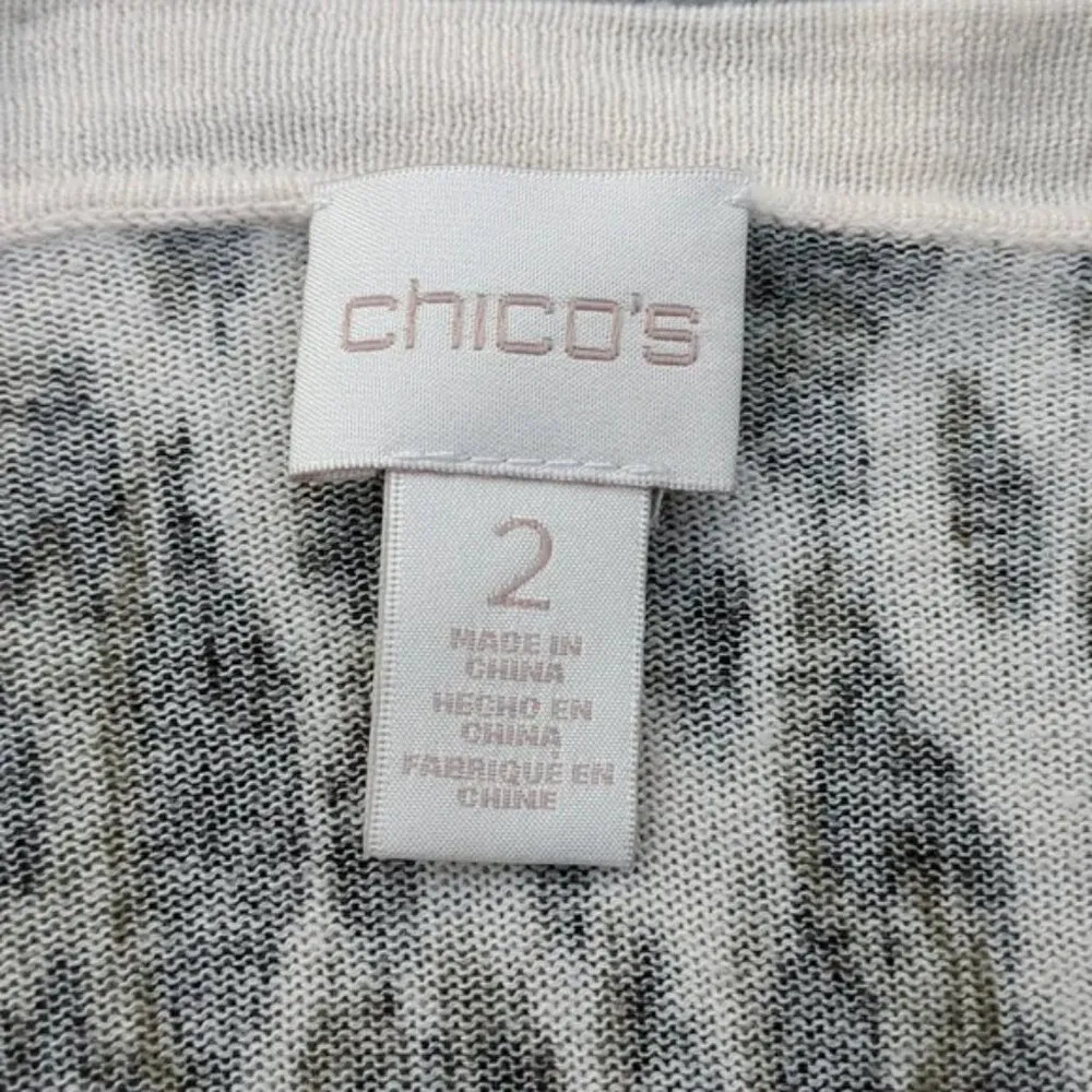 Chico's Animal Print V-Neck Cardigan Sweater Size 2 | Animal Print Cardigan - Image 8