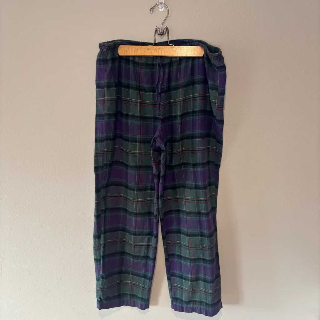 RALPH LAUREN Black Label Purple & Green Plaid Flannel Pajama Set 2 Piece Large - Image 2
