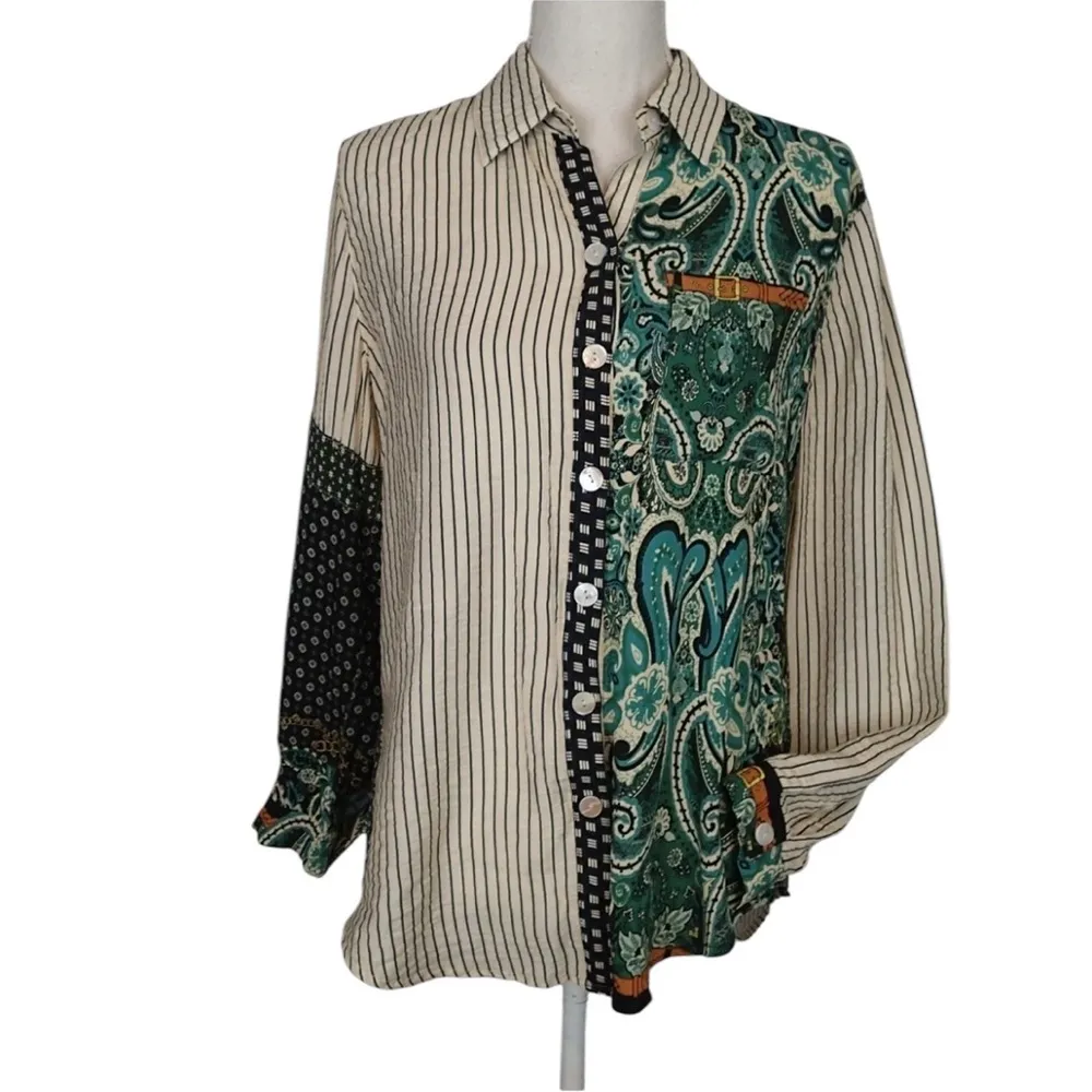 John Mark Striped and‎ Paisley Button-Up Shirt size Large - Image 4