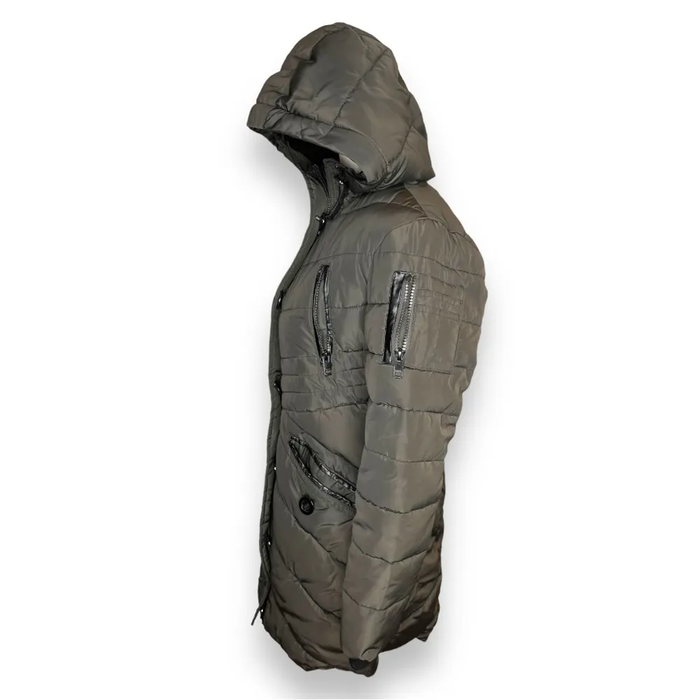 Girls Green Diesel Hooded Puffer Coat Size 12 - Image 2