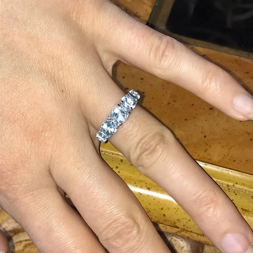 Natural Sky Blue Topaz Sterling Silver Ring Size 6 - Image 3