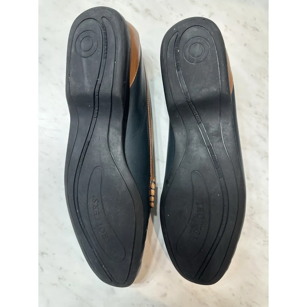 Trotters Francie Penny Loafers Size 11 Black Brown Leather Comfort Flats Women's - Image 5