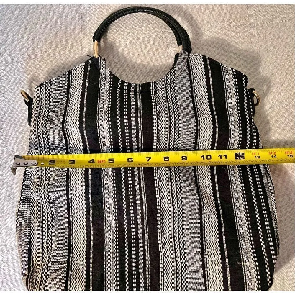 Sole Society Nordstrom Womens Black & White Handbag Tote Boho Purse - Image 5