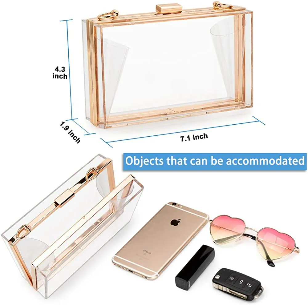 Acrylic Clear Purse For Women, Crossbody Shoulder Handbag Evening Clutch Bag Chain Strap - Image 3