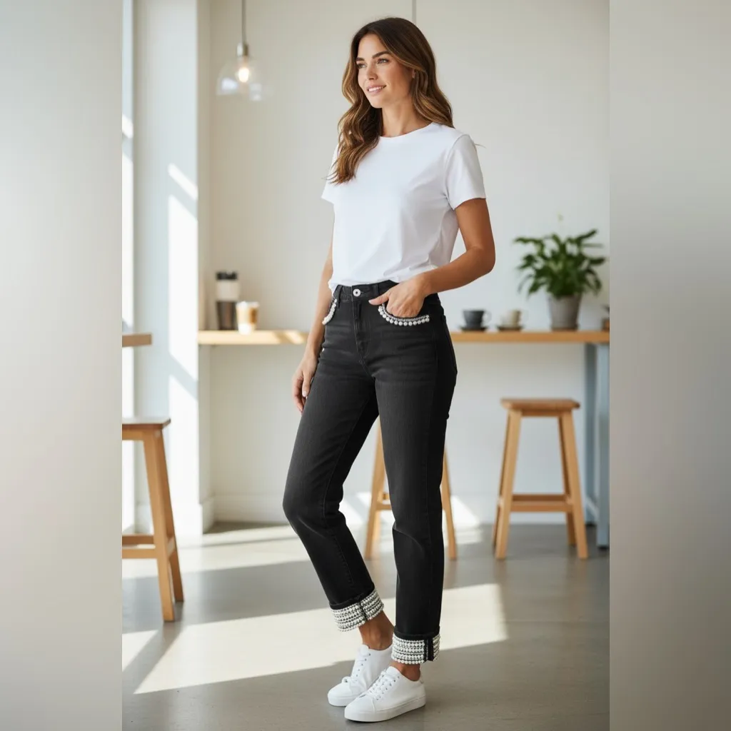 Boston PROPER Mixed Pearl Ankle Jean - Image 2