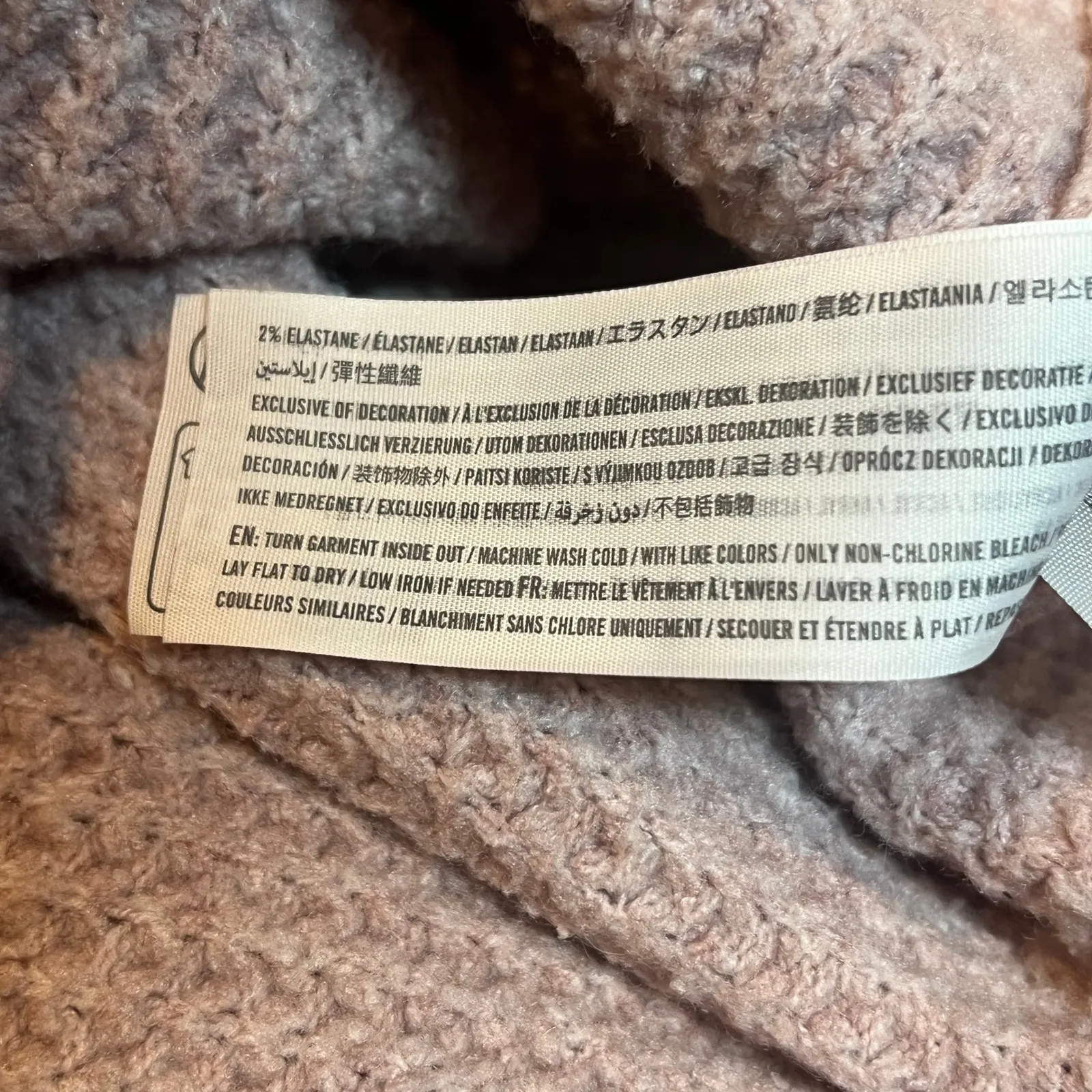 Abercrombie & Fitch Hoodie Waffle Knit Lilac Taupe Women's Medium Cozy Fall - Image 8