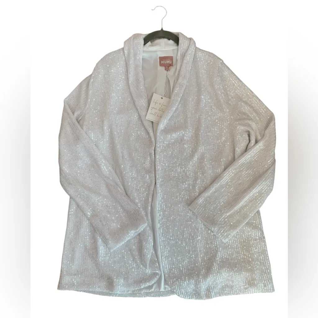 Show Me Your Mumu  Dance Blazer in White Sequin - Image 2
