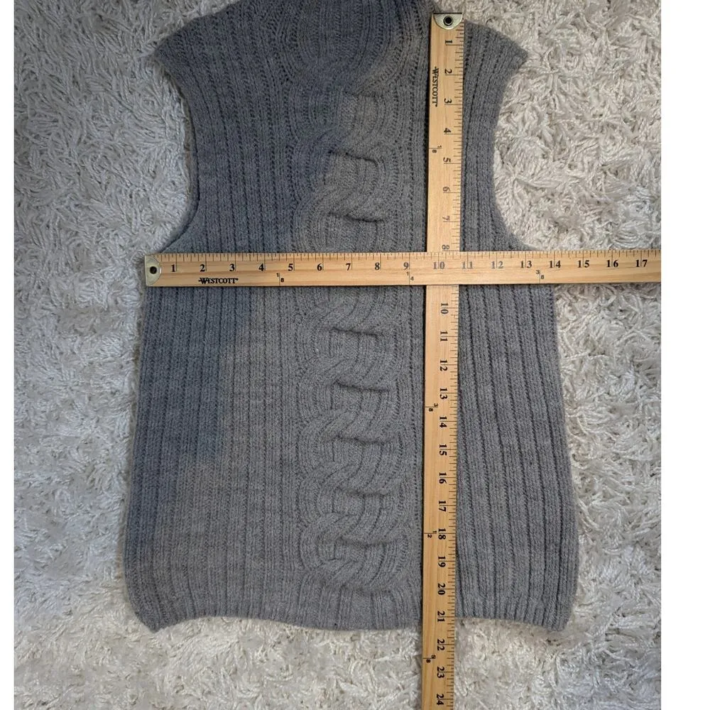 Bartolini Sleeveless Mock Neck Cable Knit Wool Sweater Gray Size S - Image 7