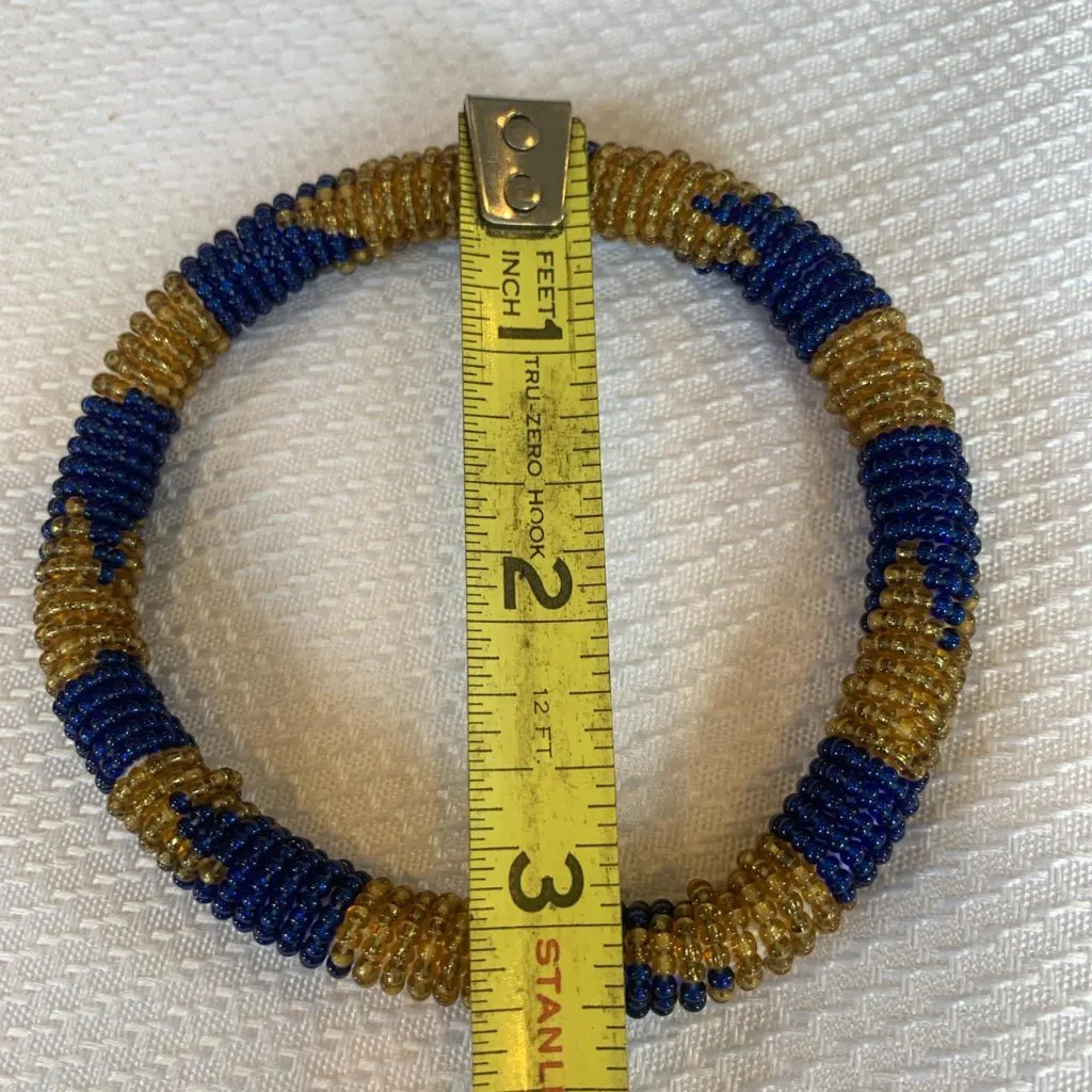 Blue And Gold Beaded Bracelet - Image 2