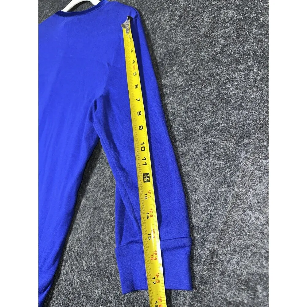 LAUREN RALPH LAUREN WOMENS KNIT BEADED LOGO 3/4 SLEEVE BLOUSE TOP BLUE SZ LARGE - Image 6