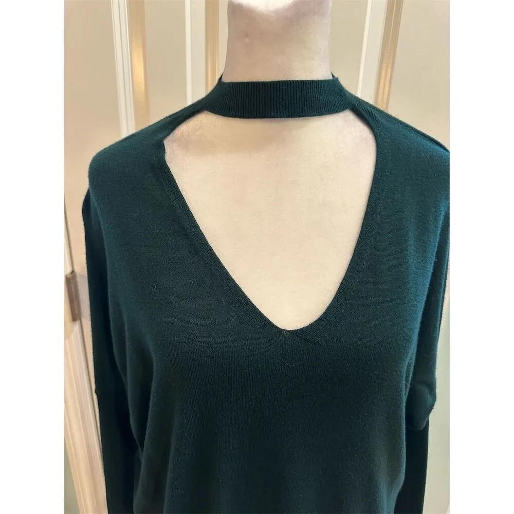 Zara Women's Knit Choker Sweater Dress Green Size S Knee Length - Image 2
