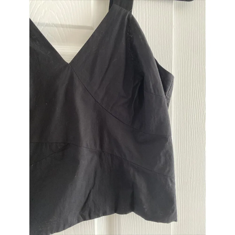 DKNY Y2K Women's Small black Tank Top Smocked‎ Back Festival Casual Summer - Image 2