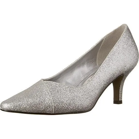 Easy Street Women's Chiffon Pump – Silver Glitter, Pointed Toe, Size 8.5, New - Image 3