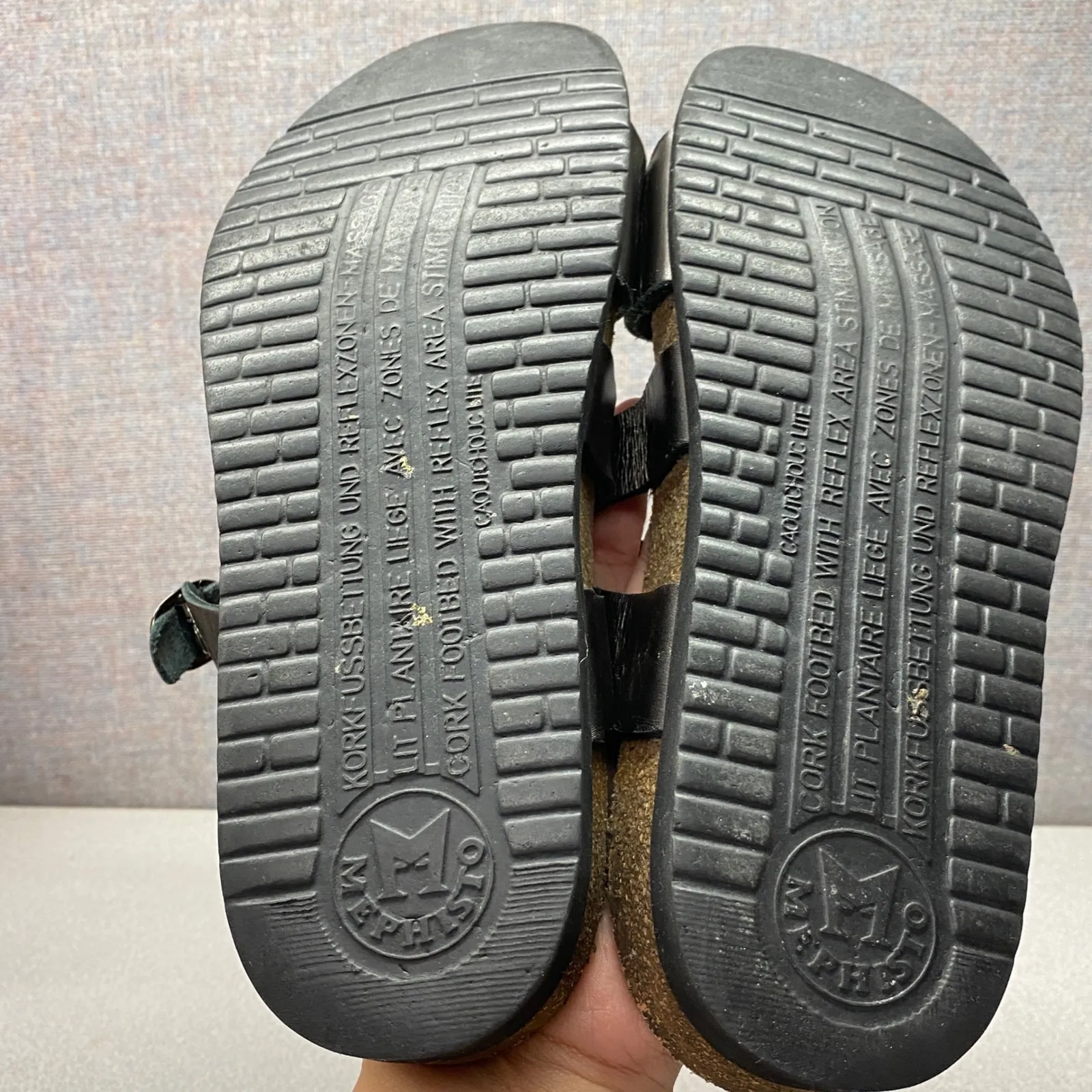 MEPHISTO Women's Size 37 7 Metallic Bronze Leather Sandals Cork Footbed Comfort Silver - Image 8