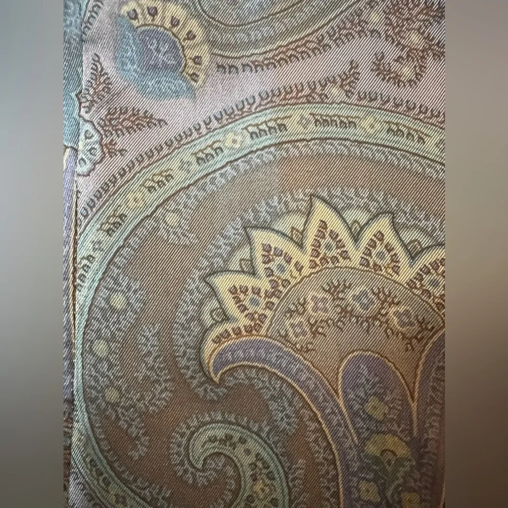 Lafayette 148 New York Button Up Short Muted Paisley Silk Long Sleeve Blouse 6 - Image 6