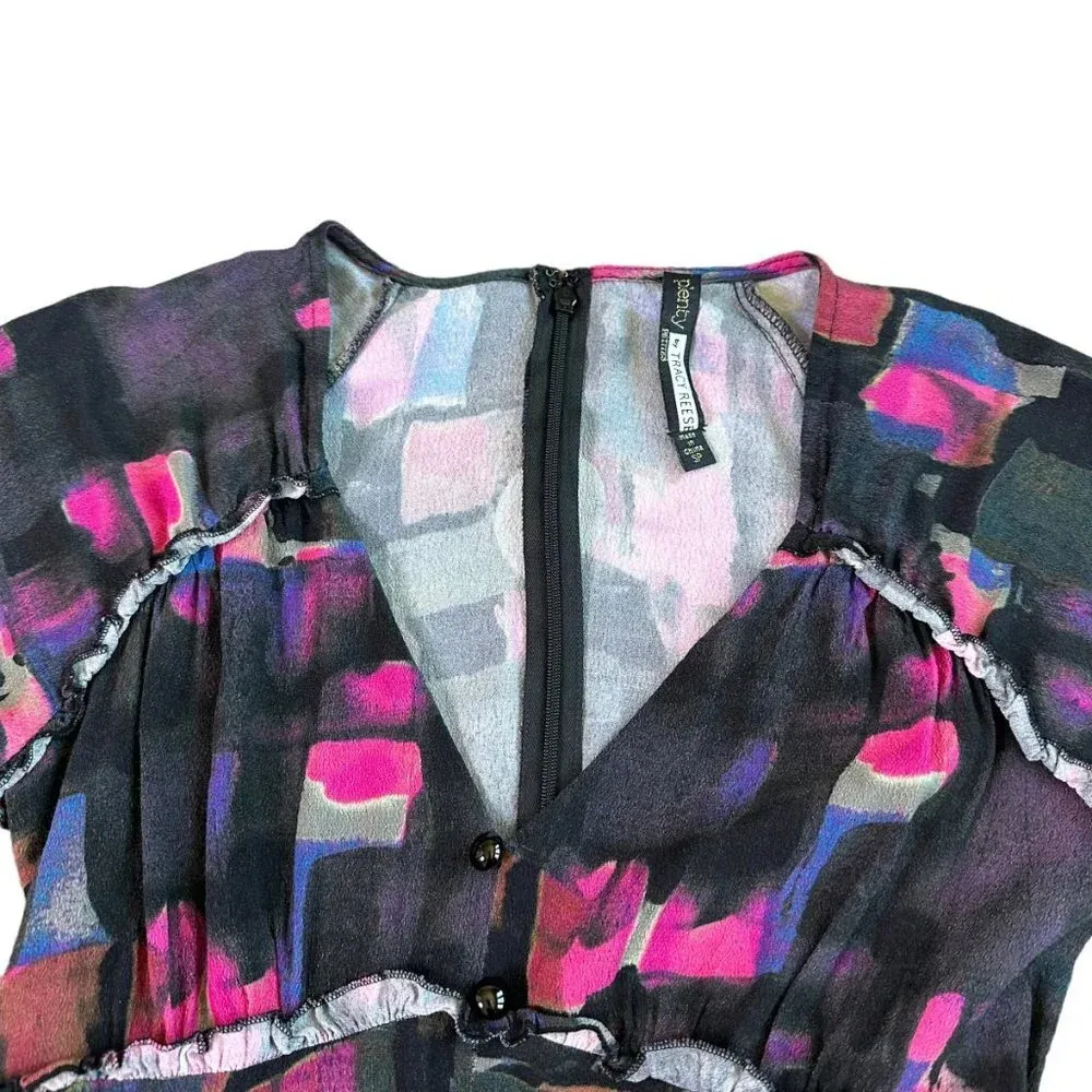 Plenty by Tracy Reese Midi Dress Watercolor Geometric Print Size Small Petite - Image 2