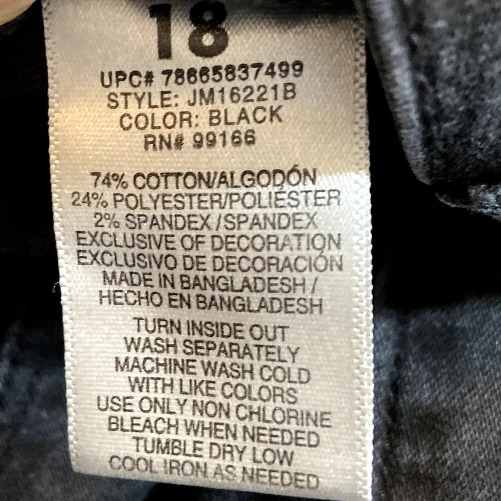 Jordache Super Skinny Jeans 5-Pocket Denim Stretch Black Plus 18 - Image 4