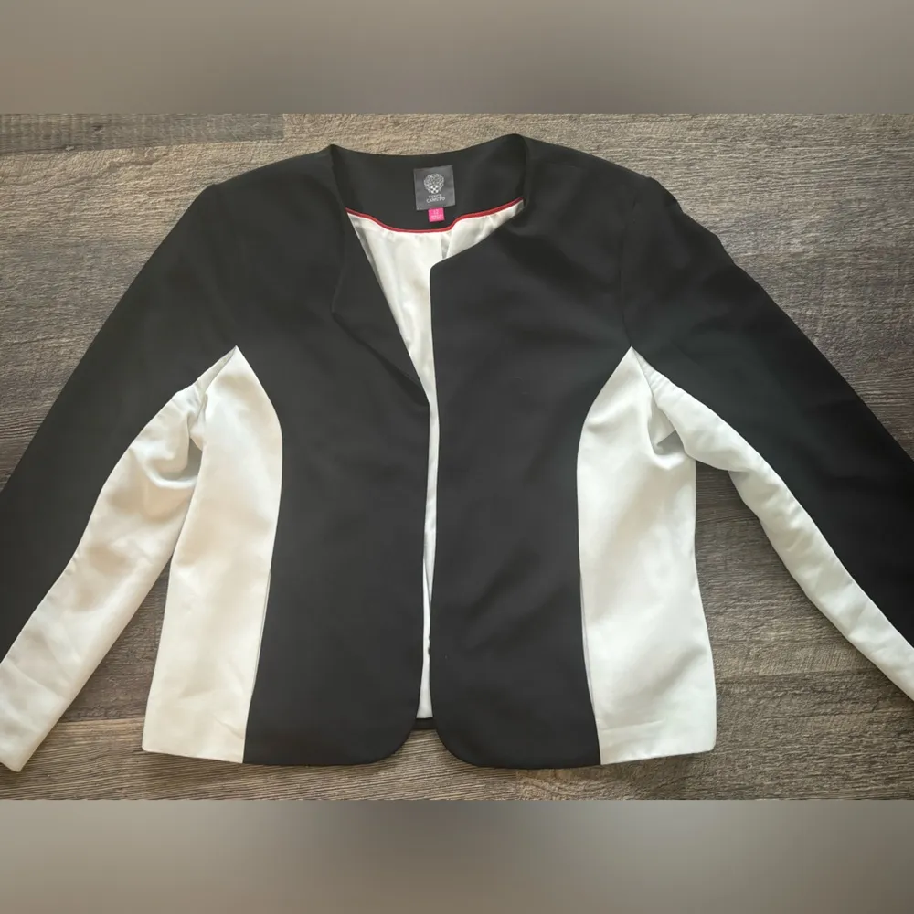 Vince Camuto Black White Colorblock Women’s tailored open jacket Blazer 12 - Image 2