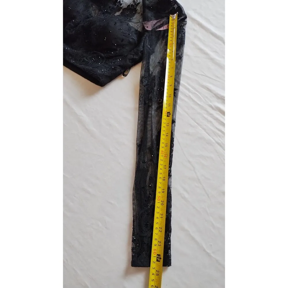 Black Lace Two Piece Homecoming Dress Open Back Long Sleeves Prom Grad Dress - Image 12