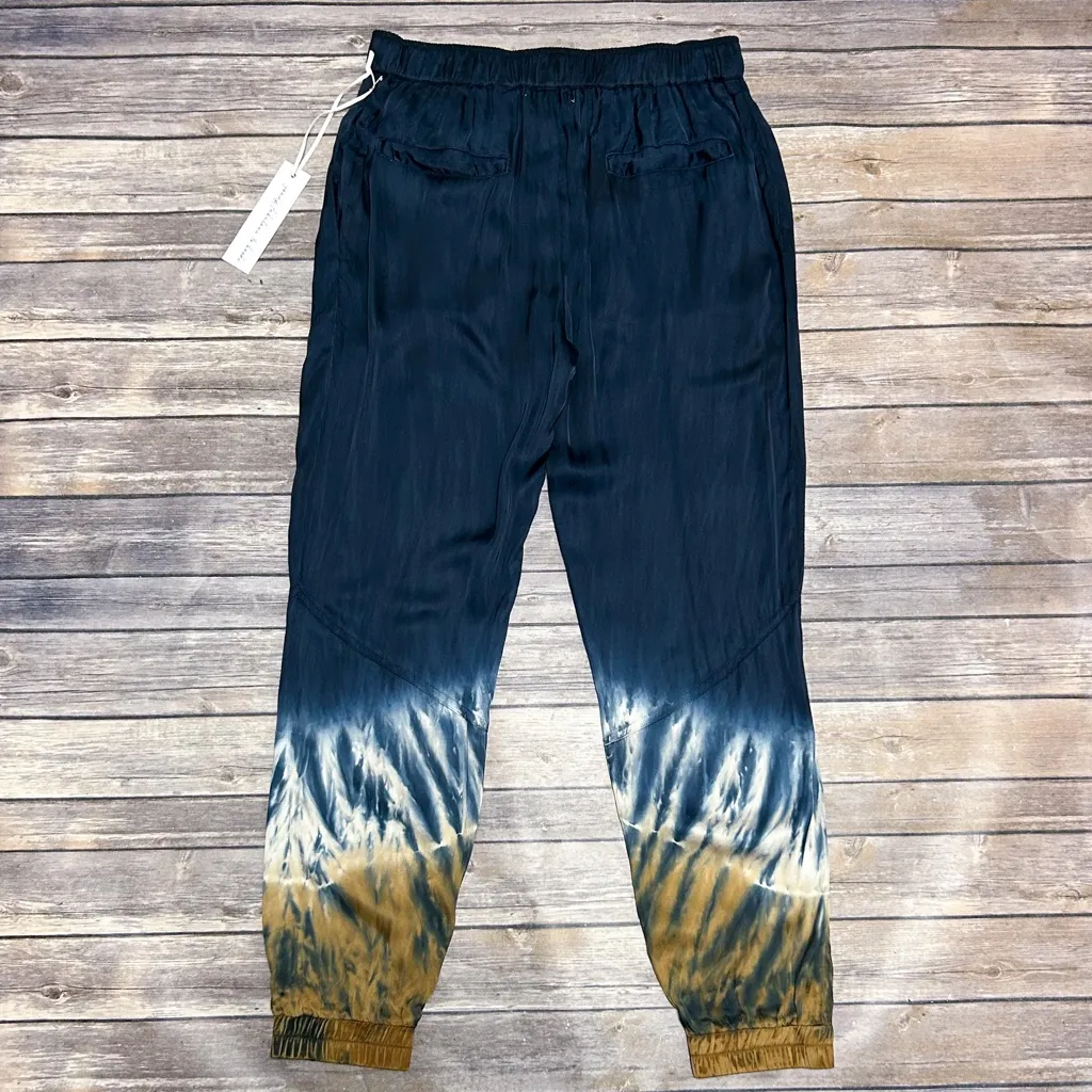 Young Fabulous Broke Navy White Tan Bronze Satin Tie Dye Joggers Pants Small NWT - Image 6
